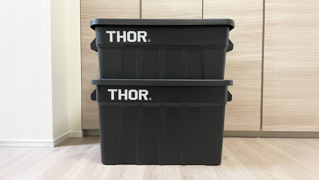 75Lの上に53Lをスタッキング。ミリ単位で計算されたような収まりの良さは、見ていて気持ちがいい。